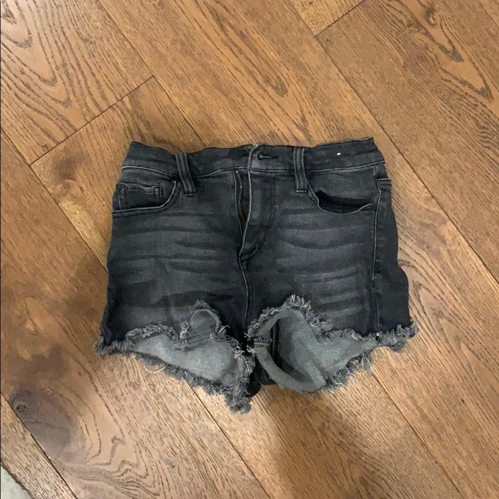 Black denim shorts